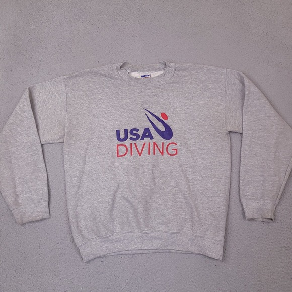 USA Diving Sweatshirt Adult Medium Gray Crew Neck Pullover Olympic Gildan - Picture 1 of 12